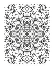 Vector abstract mandala pattern. Black and white illustration Outline Mandala Coloring page for coloring book	