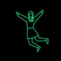 People are jumping with joyful expressions. A character with an outline of young adults in casual fashion. flat design style minimal vector illustration.