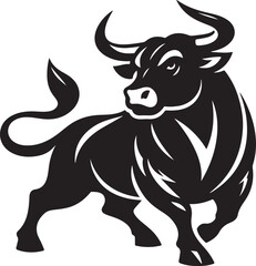 Illustration silhouette of a bull