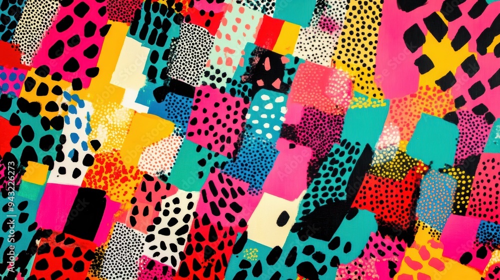 Poster a vibrant abstract background featuring a playful mix of colors and patterns, perfect for creative p