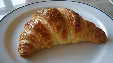 4. A traditional French croissant on a white plate