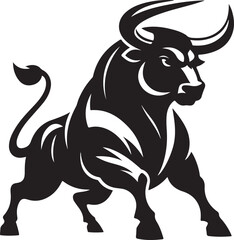 Illustration silhouette of a bull