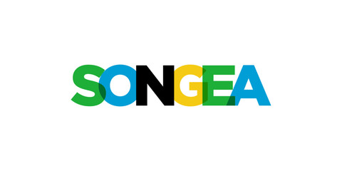 Songea in the Tanzania emblem. The design features a geometric style, vector illustration with bold typography in a modern font. The graphic slogan lettering.