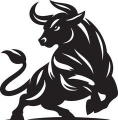 Illustration silhouette of a bull