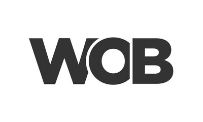 WOB logo design template with strong and modern bold text. Initial based vector logotype featuring simple and minimal typography. Trendy company identity.