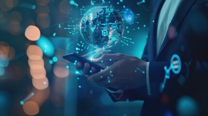 the smartphone with digital globe