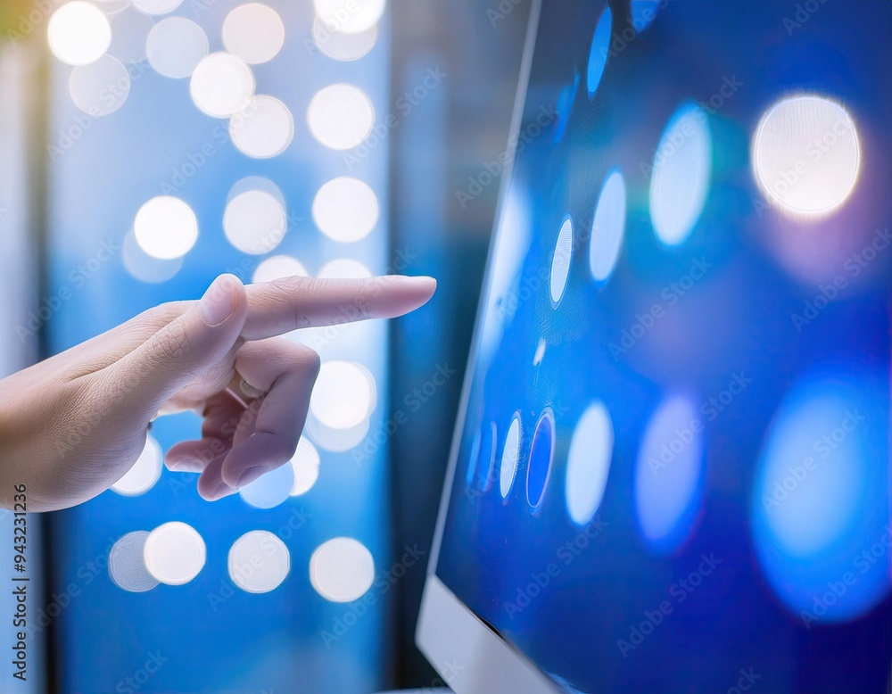Poster concept of information technology displayed on a touchscreen and in computer systems