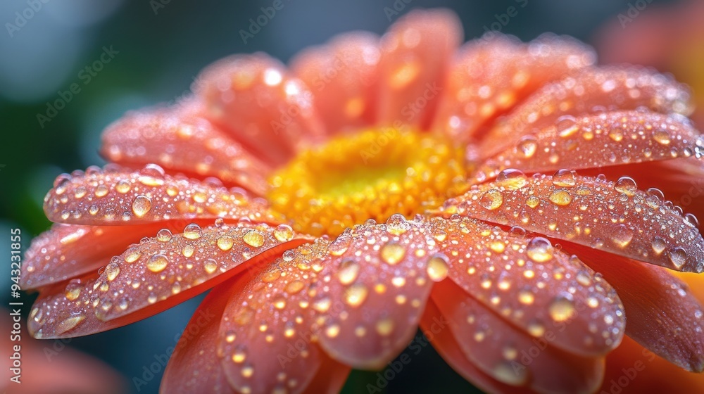 Poster dew drops on a pink flower