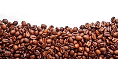 Fototapeta premium Coffee Beans Border on White Background