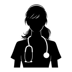 Female doctor vector illustration on white background, doctor silhouette, doctor vector icon