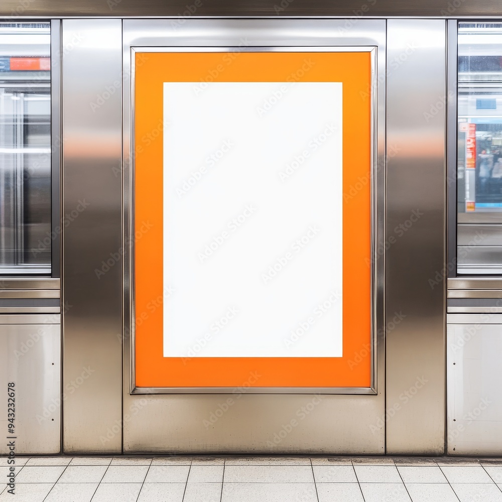 Poster poster mock up template with ads displayed in nyc subway interior. 3d render illustration of a reali