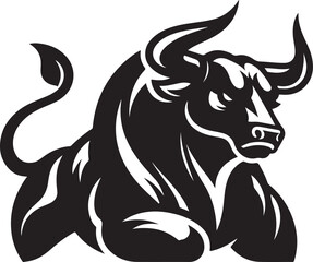 Illustration silhouette of a bull
