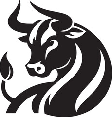 Illustration silhouette of a bull