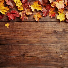 Autumn background with Autumn Leaves on the table. generative ai
