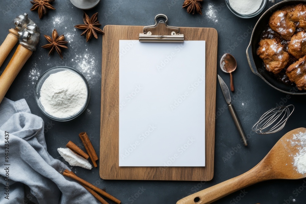 Poster on a concrete background, this mockup features knife and fork. it will allow you to add your own tex