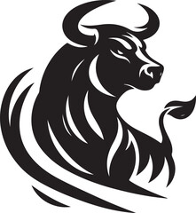 Illustration silhouette of a bull