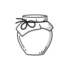 Jar of jam, honey hand drawn in doodle style