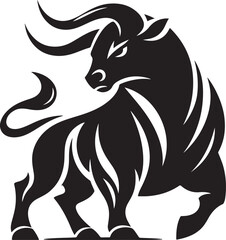 Illustration silhouette of a bull