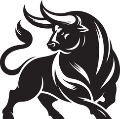 Illustration silhouette of a bull