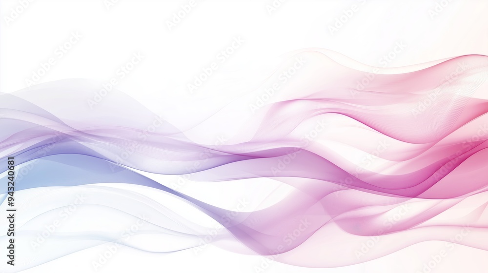 Poster flowing waves of translucent pastel colors creating a soothing abstract design in soft light