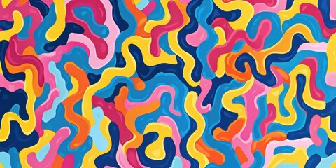 Obraz premium Vibrant abstract pattern with colorful squiggles creating a playful design on a contrasting background