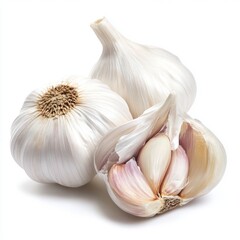 Obraz premium close up of garlic isolated on white background 