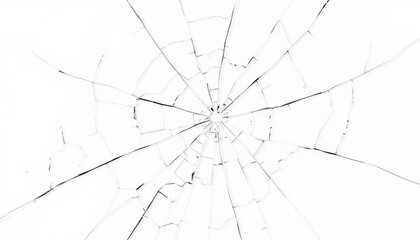 Big Collection of Cracks in Broken Glass Isolated on White Background