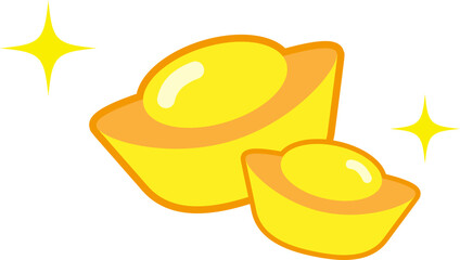 Oriental gold ingot new year illustration decoration