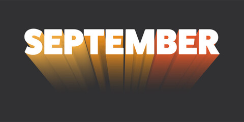 Bold 3D September Typography or Banner Design with Gradient Effect. Colors: Red, Orange, Brown