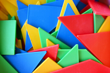 colorful  triangle toys and clothes button