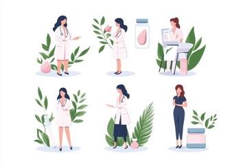 Obraz premium Breast Self-Exam Illustration: A detailed, yet tasteful illustration showing the steps of a breast self-exam. The image should be informative, with clear labeling and a simple, clean design, focusing 