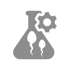In vitro fertilisation, test tube baby icon. Sperm in flask, bioengineering vector symbol.