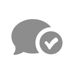 Message sent or delivered vector icon. Chat bubble and checkmark symbol.