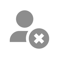 Delete account vector icon. User profile rejected, canceled or not accepted.