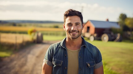 Portrait of a male farmer in jeans, 