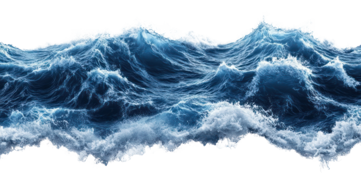 PNG Dynamic ocean waves crashing powerfully
