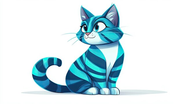 Cartoonized Sokoke Cat: Sleek and Athletic Sitting Pose in a Large Image