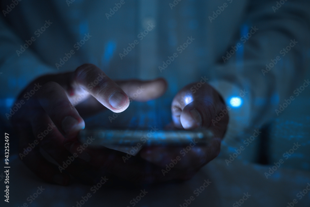 Poster future network concept hand touching the metaverse universe, a conceptual shift in digital transform