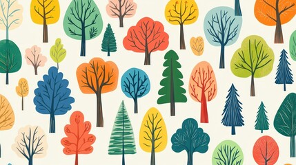 Diverse set of trees in various artistic styles.