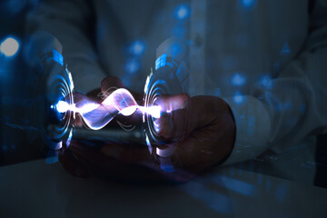 future network concept Hand touching the Metaverse Universe, A Conceptual Shift in Digital...