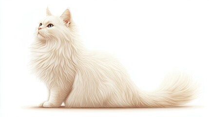 Adorable Cartoonized Ragdoll Cat Sitting Fluffy and Gentle - Cute Feline Portrait