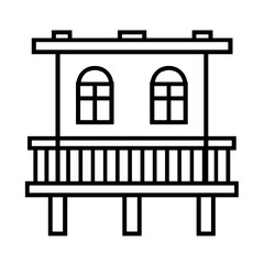 Fototapeta premium A minimalistic line representation of a real estate property featuring two windows and a balcony, emphasizing an architectural design concept for homes