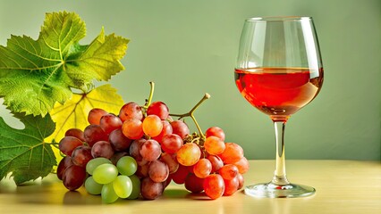 Glass of Red Wine and Grapes