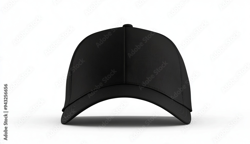 Poster baseball cap mockup front view, transparent background and isolated cutout object with shadow.