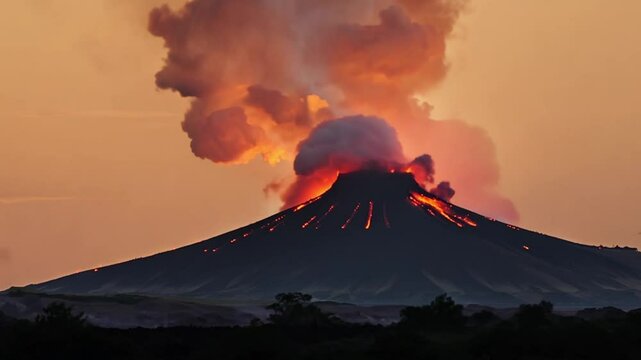 view of a volcano erupting footage