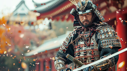 日本刀を構える侍