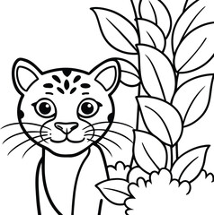A jungle cat and tree in line art for kids to color sparks creativity in this delightful coloring book

