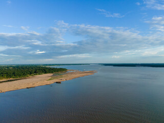 Torusim in Bangladesh.  Aerial View of Jadukata River in Sunamganj, Sylhet