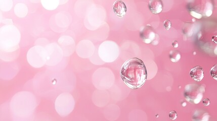 Pink soap bubbles floating with a soft pastel bokeh background Generative AI