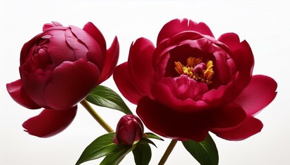 Elegant Dark Red Peony on White Backdrop